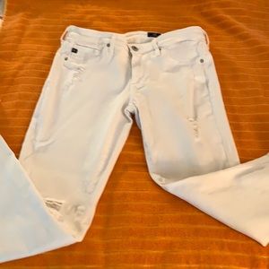 White AG ripped jeans size 28.